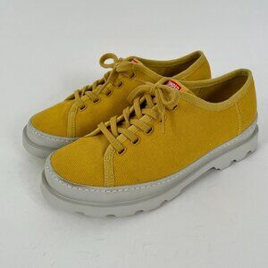 Camper Brutus Yellow Canvas Lace-Up Sneakers, Size 39